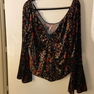 Free People XL paisley velvet blouse